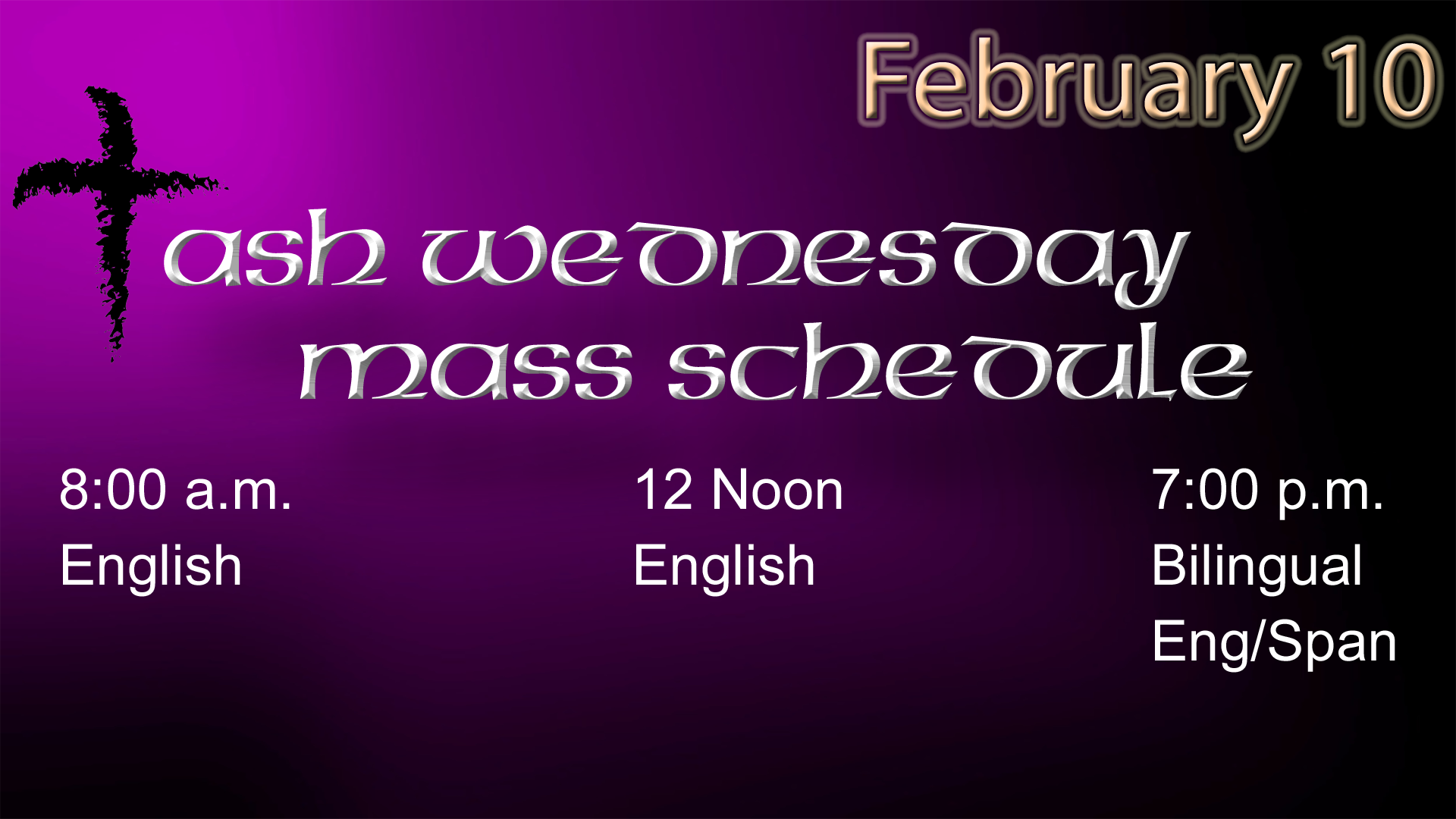 Ash Wednesday Mass Schedule Catholic Church of the Nativity