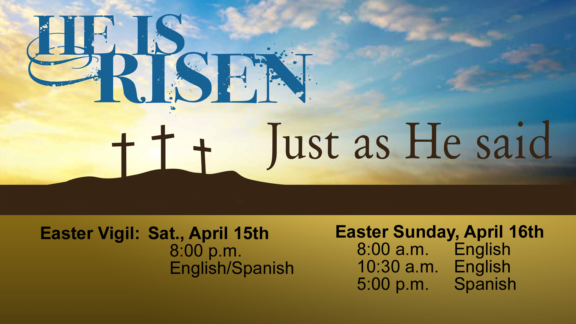 Easter Sunday Mass Schedule – Catholic Church of the Nativity