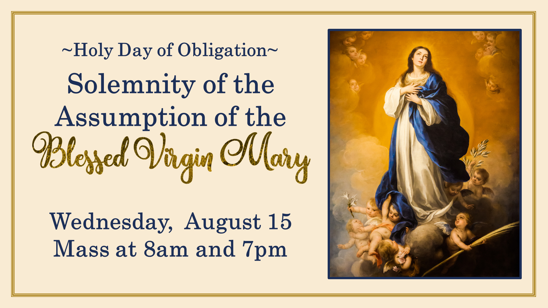 assumption bvm wed aug15 Catholic Church of the Nativity